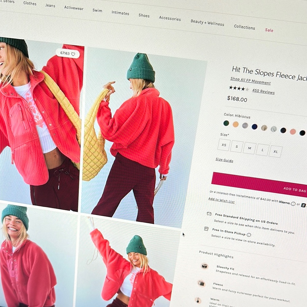 FP Movement by Free People Hit the Sloped Red Fleece Jacket - Picture 7 of 7